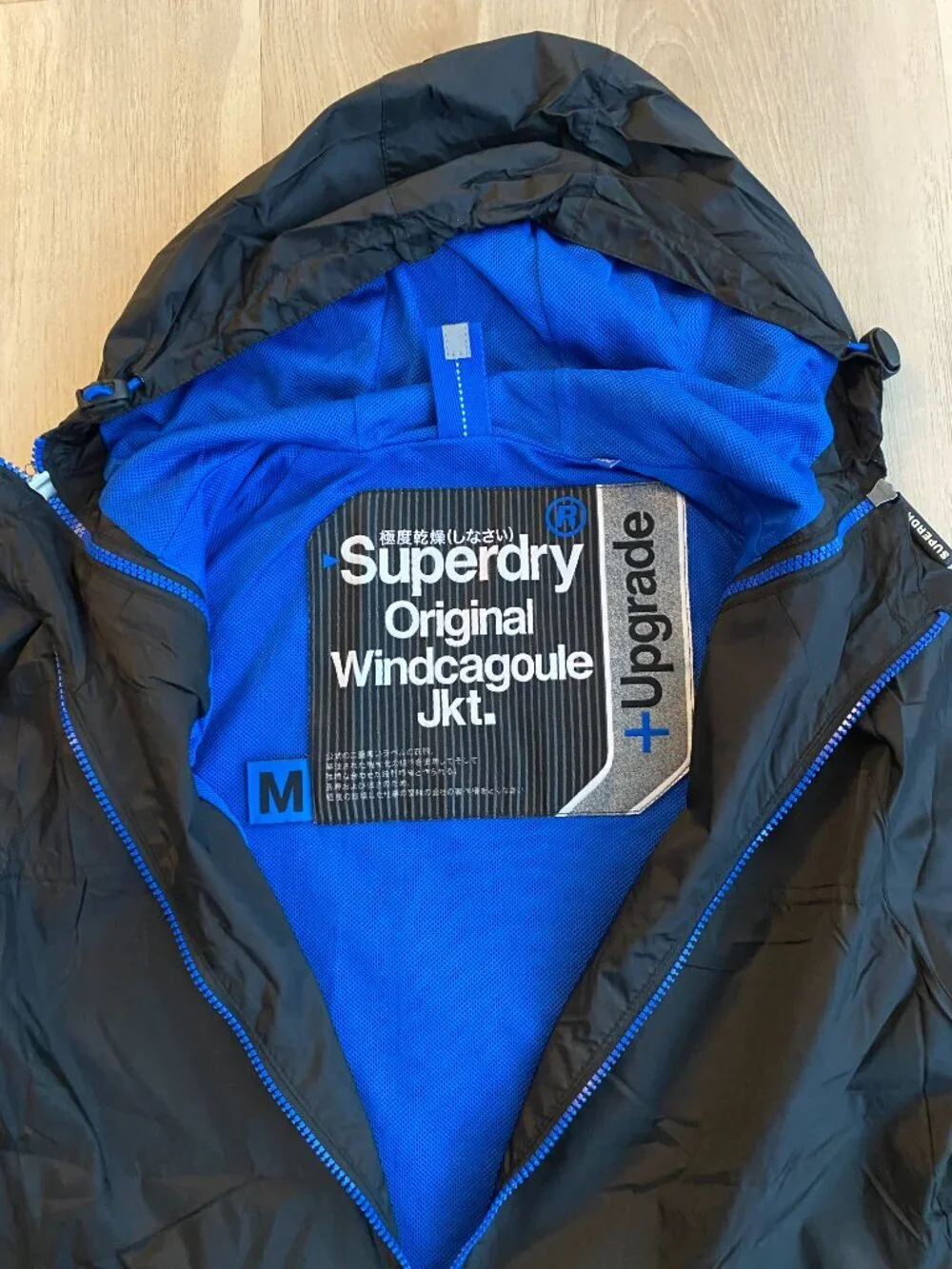Superdry Windcagoule Jacket Black Blue Hooded Windbreaker Japan Edition Men’s M
